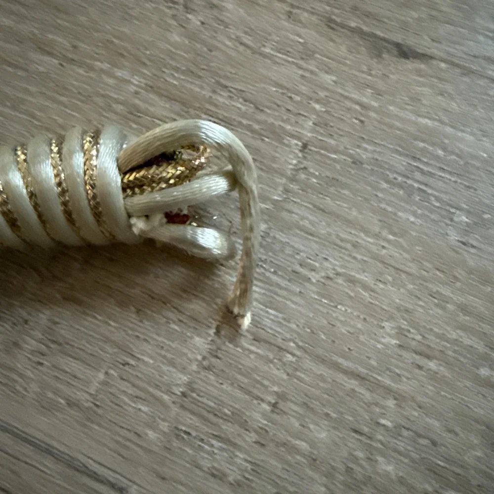 Vintage Carolyn Tanner Gold & Mother Of Pearl Braided Rope Belt